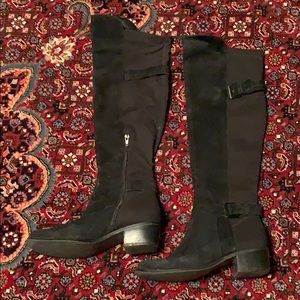 Marc Fisher Tall Black Riding Boot Zipper Buckle